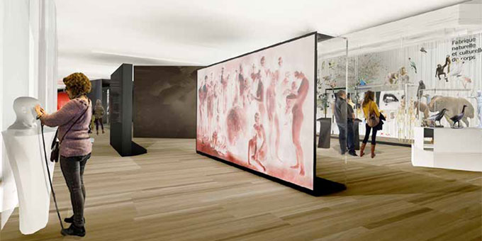 Vue 3D de l’entrée des galeries permanentes © Zen+dCoOfficeDesign