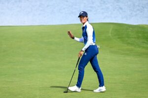 Céline Boutier lors du premier tour des Jeux Olympiques 