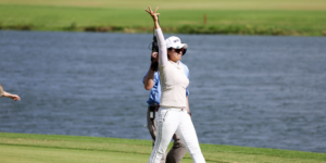 A Lim Kim après son trou en 1 sur le LOTTE Championship