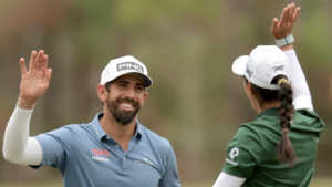 Céline Boutier et Matthieu Pavon lors du Grant Thornton Invitational 